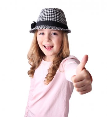 Çocuk kız parmak pozitif kavram izole.