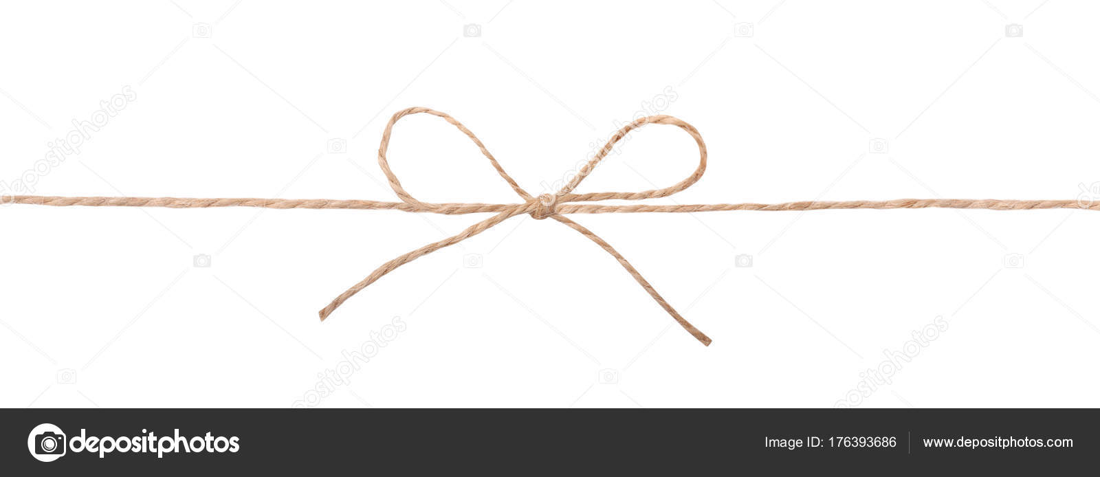 String twine rope bow isolated on white. — Stock Photo © NYS #176393686