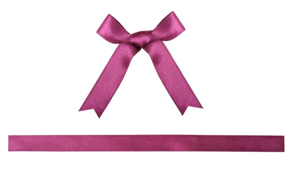 Violet satin bow en lint geïsoleerd. — Stockfoto