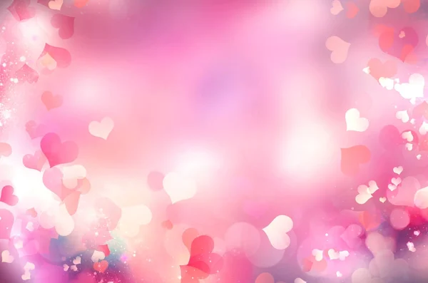Valentijnsdag harten achtergrond wazig. — Stockfoto