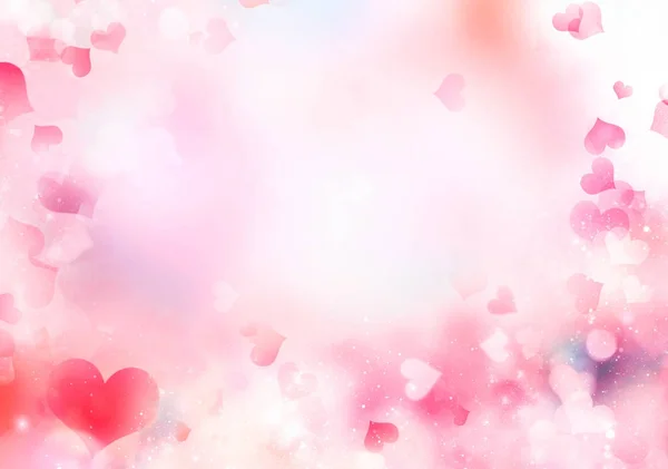 Verschwommene Herzen rosa Valentinshintergrund. — Stockfoto