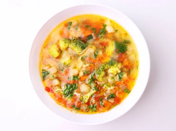 白い平面図上のスープ. — ストック写真