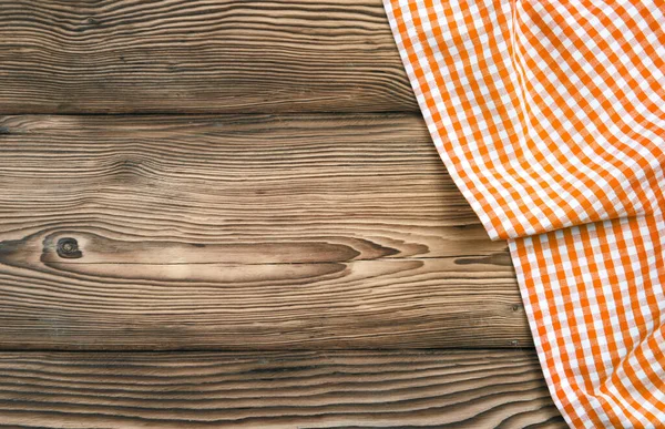 Tejido Cocina Naranja Madera Oscura Mesa Decorada Con Towel Food — Foto de Stock