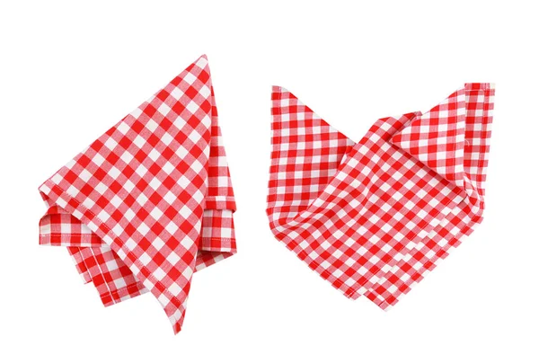 Red Checkered Folded Towel Picnic Cloth Food Decoration Element Checked — Stock Photo, Image