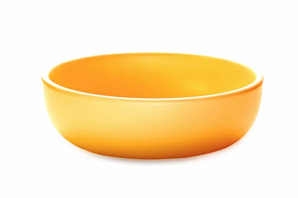 白色背景上隔离的黄色陶瓷橙色碗 空盘子 平底锅 — 图库照片