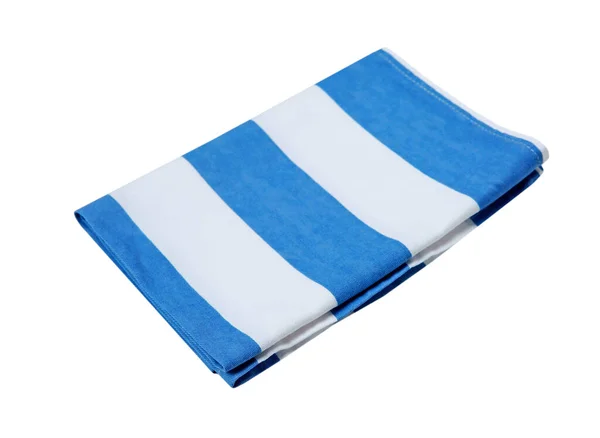Serviette Cuisine Pliée Tissu Isolé Nappe Rayures Blanches Bleues — Photo