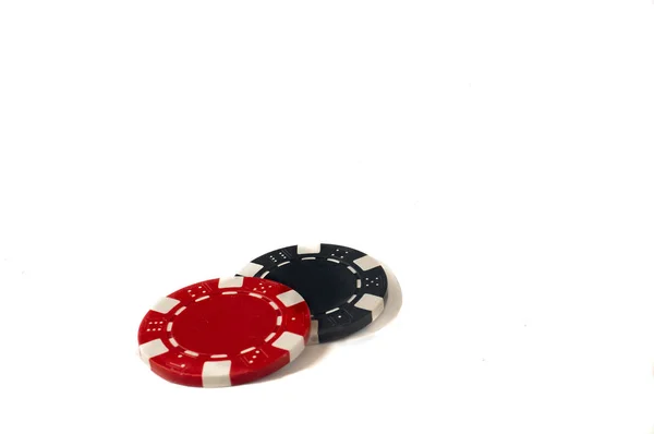 Poker Chips Speelkaarten Dealer Knoppen Dobbelstenen — Stockfoto