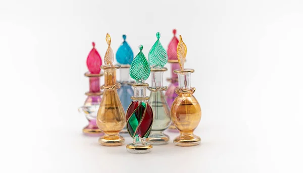 Kolorowe Butelki Perfum Szkła Retro — Zdjęcie stockowe
