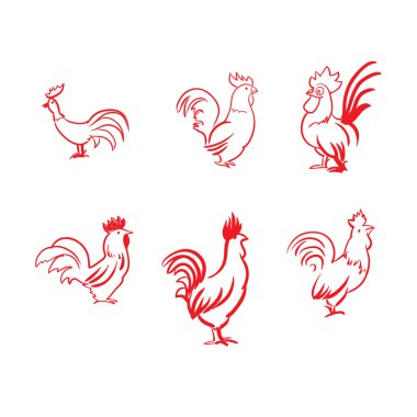 Anahat kırmızı bir horoz çizim