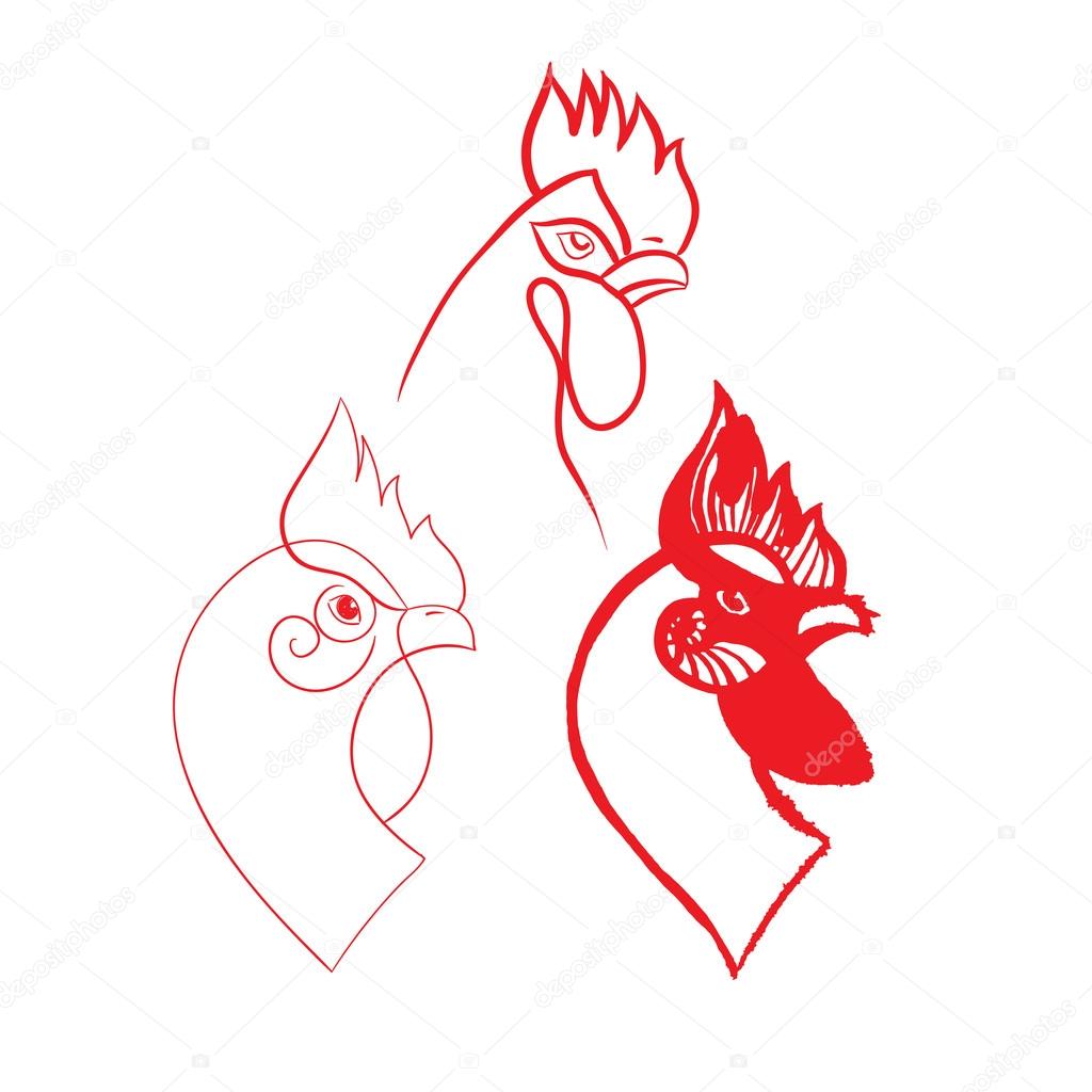 outline drawing of a rooster