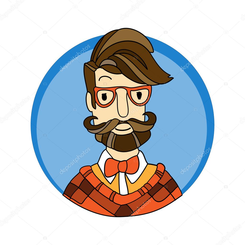 Hipster. Elegant man in glasses with a mustache and beard