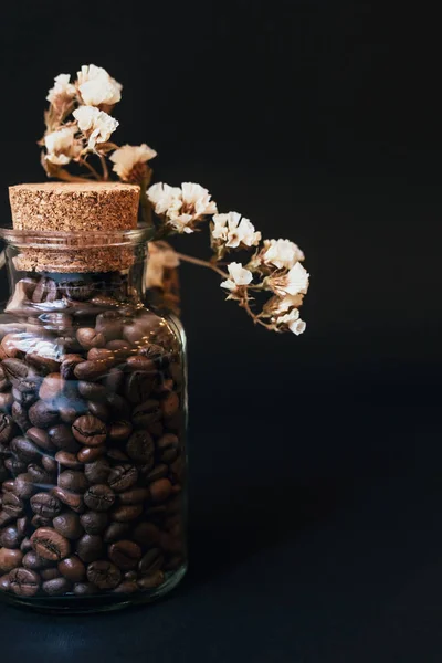 Coffee Jar Black Background — Stock Photo, Image