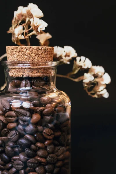 Coffee Jar Black Background — Stock Photo, Image