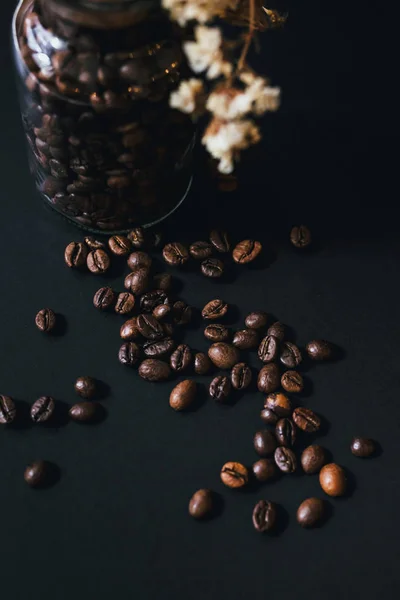 Coffee Beans Black Background — Stock Photo, Image