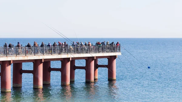 Mucha gente está pescando, Sochi — Foto de Stock