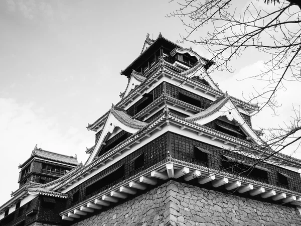 Kumamoto castle in monochrome black and white