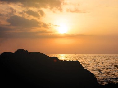 Günbatımı manzara Tayland denizde bulanıklık