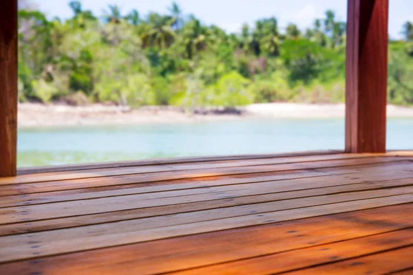 Terraza Madera Espacio Relax Cerca Del Mar Parque Nacional Tarutao Imágenes de stock libres de derechos