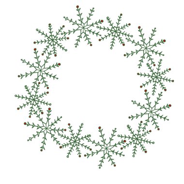 Xmas ve yeni yıl kar tanelerinin çelengi. Tebrik kartı için, mutlu Noeller. Kış tatili için arka plan.