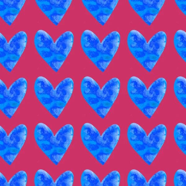 Seamless pattern with watercolor hearts. Romantic love hand drawn backgrounds texture. For greeting cards, wrapping paper, packaging, wedding, birthday, fabric, textile, Valentine's Day, mother's Day — Stock Photo, Image
