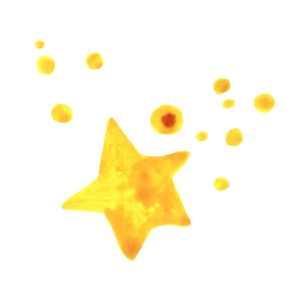 Watercolor yellow and orange stars in the sky. Isolated, hand drawn. Abstract background and element for your design — Stock Photo, Image