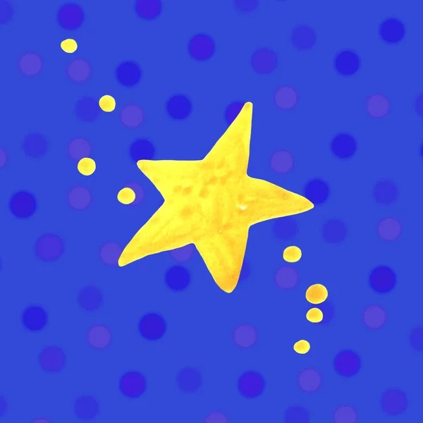 Aquarela estrelas amarelas e laranja no céu azul. Fundo abstrato para o seu projeto — Fotografia de Stock