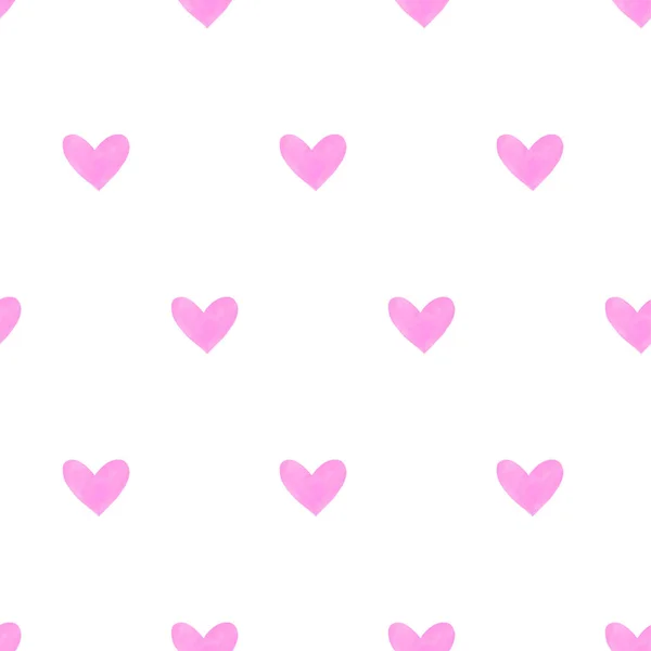 Naadloos patroon met aquarelhartjes. Romantische liefde met de hand getekend achtergronden textuur. Voor wenskaarten, pakpapier, verpakking, bruiloft, verjaardag, stof, textiel, Valentijnsdag, moederdag — Stockfoto