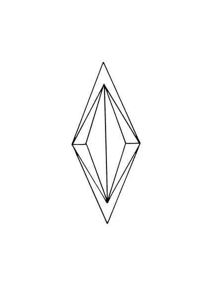 Gyémánt, kristály, a természet elemeinek logója. Etno, fantázia, ókor, amulettek, titkos szimbólumok elemei. Doodle, kézzel rajzolt, vázlat — Stock Fotó
