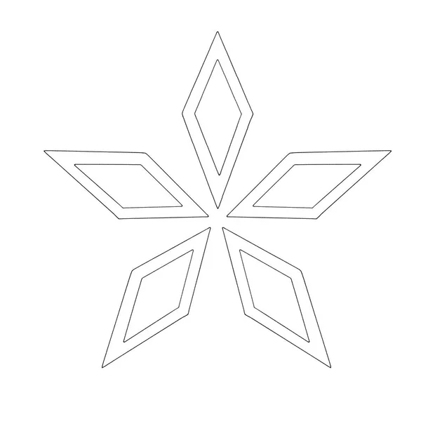 Simple snowflake of crystals, rhombus for your design. Elements of New year, Xmas, winter, frozen nature, ethno, fantasy. Doodle hand drawn outline — Stock Photo, Image