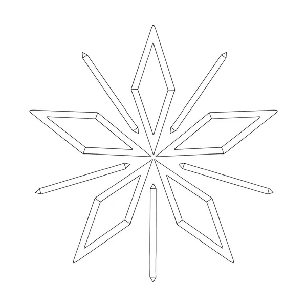 Simple snowflake of crystals, rhombus for your design. Elements of New year, Xmas, winter, frozen nature, ethno, fantasy. Doodle hand drawn outline — Stock Photo, Image