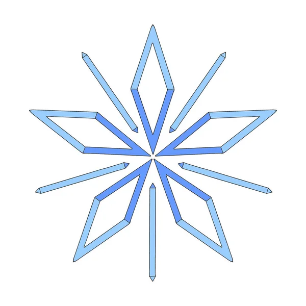 Einfache Schneeflocke aus Kristallen, Raute für Ihr Design. Elemente des neuen Jahres, Weihnachten, Winter, gefrorene Natur, Ethno, Fantasie. Doodle Hand gezeichnete Umrisse — Stockfoto