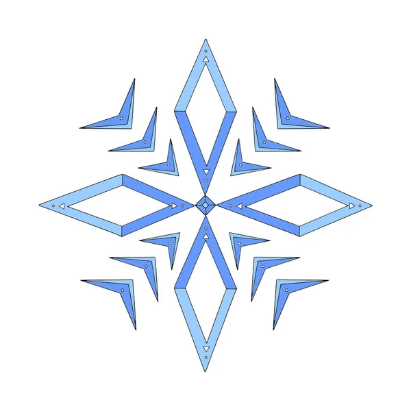 結晶のシンプルな雪の結晶、あなたのデザインのための菱形。新年、クリスマス、冬、冷凍自然、エスノ、ファンタジーの要素。落書き手描きアウトライン — ストック写真