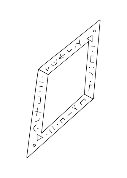 Diamant, kristal, logo van de elementen van de natuur. Elementen van etno, fantasie, oudheid, amuletten, geheime symbolen. Doodle, met de hand getekend, schets — Stockfoto