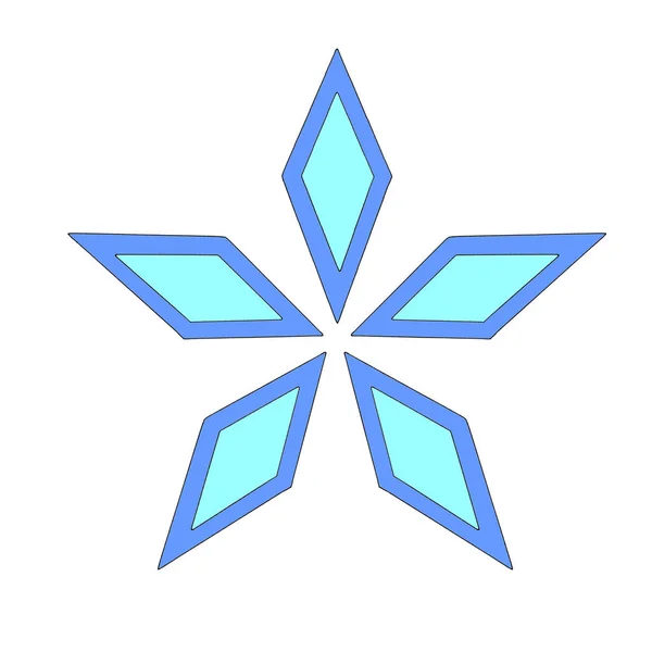 Eenvoudige sneeuwvlok van kristallen, rhombus voor uw ontwerp. Elementen van Nieuwjaar, Kerstmis, winter, bevroren natuur, etno, fantasie. Handgetekende schets van de poedel — Stockfoto