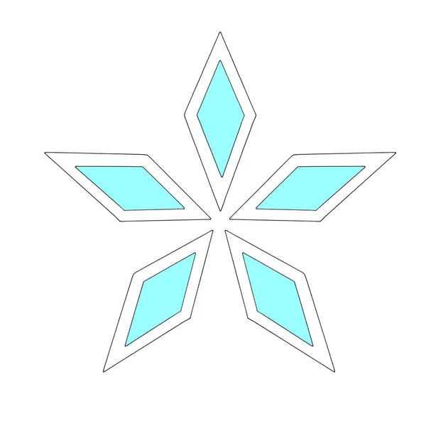 Copo de nieve simple de cristales, rombo para su diseño. Elementos de Año Nuevo, Navidad, invierno, naturaleza congelada, etno, fantasía. Doodle bosquejo dibujado a mano — Foto de Stock