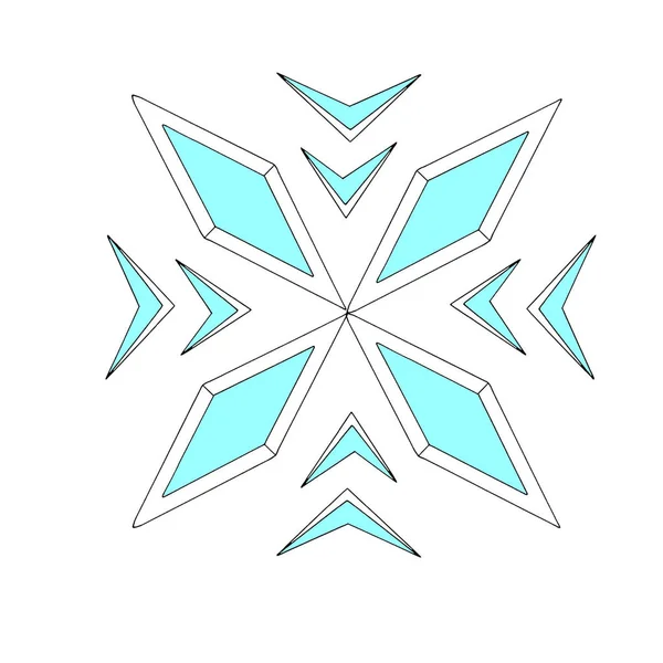 Просто снежинка из кристаллов, ромб для вашего дизайна. Элементы Нового года, Рождества, зимы, замерзшей природы, этно, фантазии. Ручной контур — стоковое фото