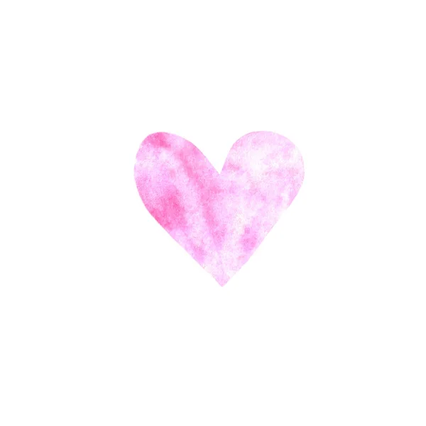 Vermelho coração aquarela rosa isolado no fundo branco. Textura doce, romântica de desenho de cartões, convites — Fotografia de Stock