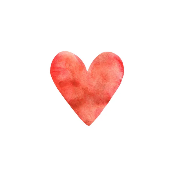 Червоно-рожеве акварельне серце ізольовано на білому тлі. Ніжний, романтичний фон для дизайну карт, запрошень — стокове фото