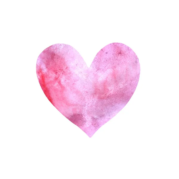 Rood roze aquarel hart geïsoleerd op witte achtergrond. Zachte, romantische achtergrond voor het ontwerpen van kaarten, uitnodigingen — Stockfoto