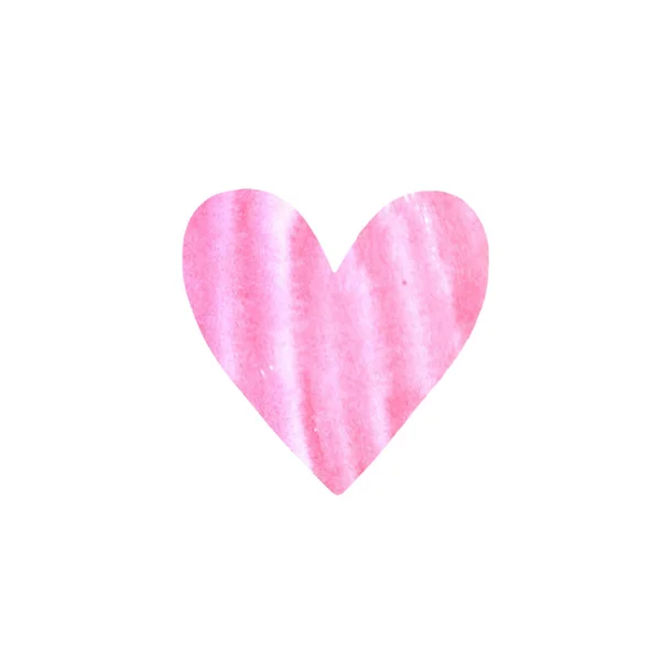 Vermelho coração aquarela rosa isolado no fundo branco. Fundo doce, romântico de desenho de cartões, convites — Fotografia de Stock