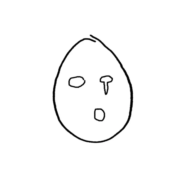 Uma ilustração simples de um ovo. Emoções, sorrisos, personagens da Páscoa. Doodles desenhados à mão. Sorriso alegria morte choro split shock — Fotografia de Stock