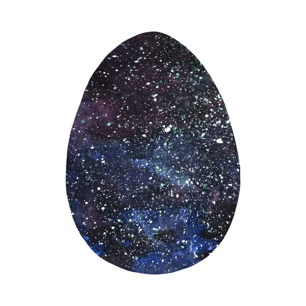 Akvarell elvont tér kozmosz béke tojásban. Húsvéti elemek, hátterek és textúrák. Izolált, kézzel húzott — Stock Fotó