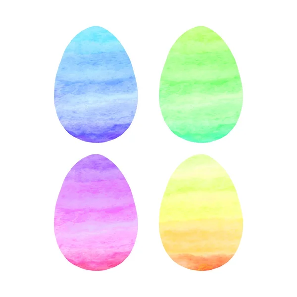 Zestaw akwarelowych abstrakcyjnych jaj. Elementy wielkanocne, tła i faktury. Odizolowane, ręcznie rysowane i rzeźbione — Zdjęcie stockowe