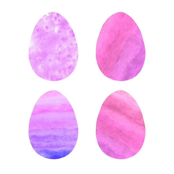 Set of watercolor abstract eggs. Easter elements, backgrounds and textures. Isolated, Hand drawn and carved — 스톡 사진