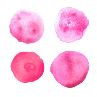 Beyaz arka planda izole edilmiş açık kırmızı suluboya lekeleri. El çizimi. Boya ve fırçala. Kart, metin, logo, etiket için