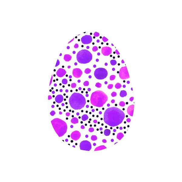 Abstract multi color textured Easter egg isolated on white background. Hand drawn pattern of circles, rounds, dots and lines — 스톡 사진