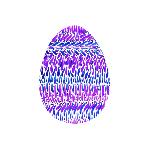 Abstract multi color textured Easter egg isolated on white background. Hand drawn pattern of circles, rounds, dots and lines — 스톡 사진