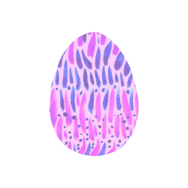 Huevo de Pascua con textura multicolor abstracto aislado sobre fondo blanco. Patrón dibujado a mano de círculos, rondas, puntos y líneas — Foto de Stock