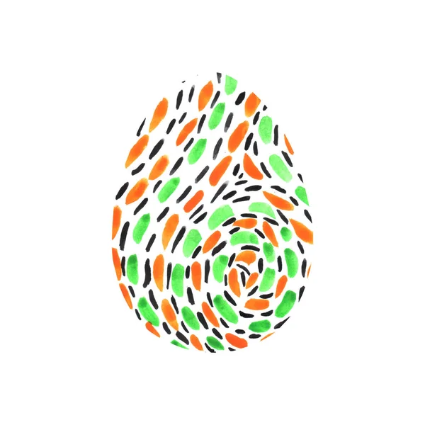 Abstract multi color textured Easter egg isolated on white background. Hand drawn pattern of circles, rounds, dots and lines