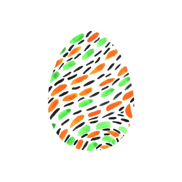 Astratto multi colore strutturato uovo di Pasqua isolato su sfondo bianco. Modello disegnato a mano di cerchi, cerchi, punti e linee — Foto Stock